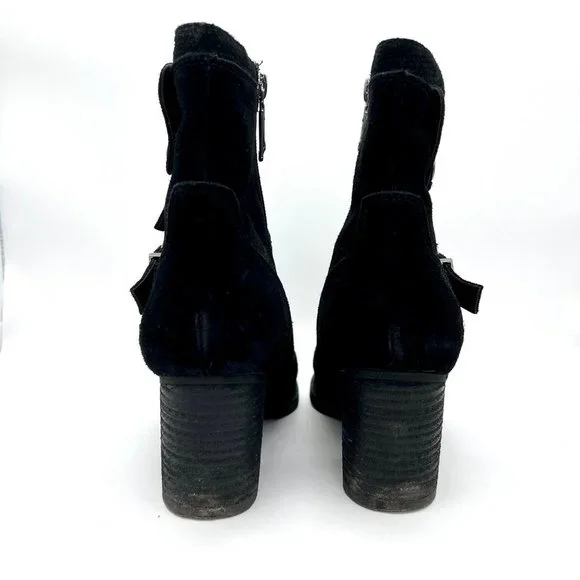 Blondo Waterproof Suede Leather Heeled Moto Booties Chunky Heel Winter Boots 7.5 - Picture 8 of 11